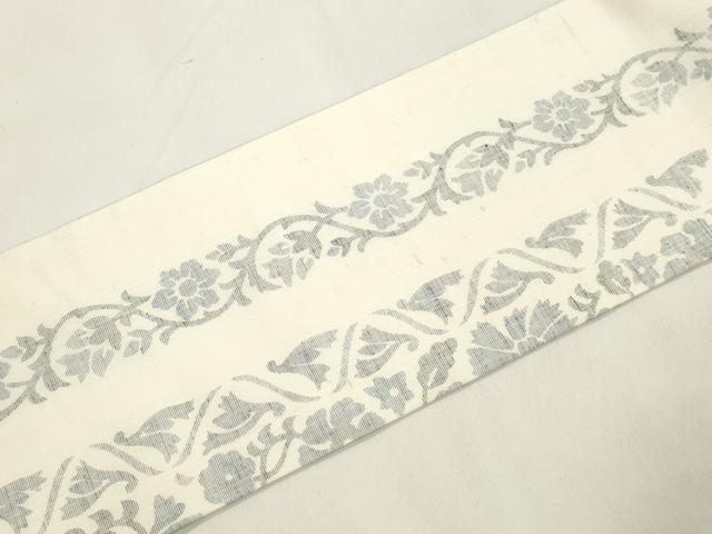 平和屋着物●九寸名古屋帯　紬地　草花文　正絹　逸品　CABM0523dy
