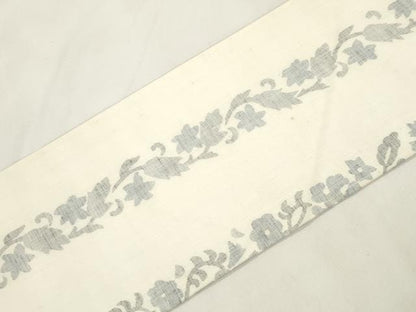 平和屋着物●九寸名古屋帯　紬地　草花文　正絹　逸品　CABM0523dy