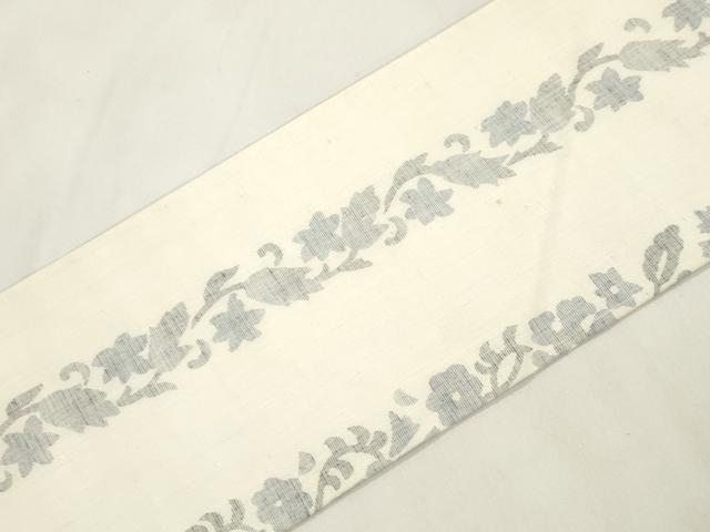 平和屋着物●九寸名古屋帯　紬地　草花文　正絹　逸品　CABM0523dy