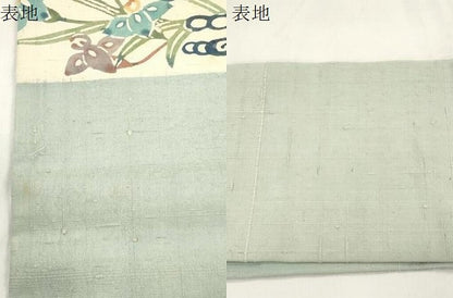 平和屋着物●九寸名古屋帯　紬地　紅型　草花文　正絹　逸品　CABM0524dy