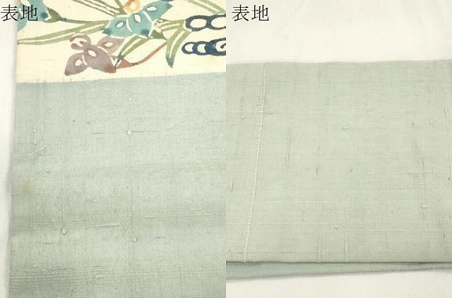 平和屋着物●九寸名古屋帯　紬地　紅型　草花文　正絹　逸品　CABM0524dy