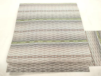 平和屋着物●九寸名古屋帯　花織　幾何学文　正絹　逸品　CABM0525dy