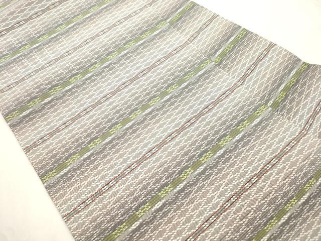 平和屋着物●九寸名古屋帯　花織　幾何学文　正絹　逸品　CABM0525dy