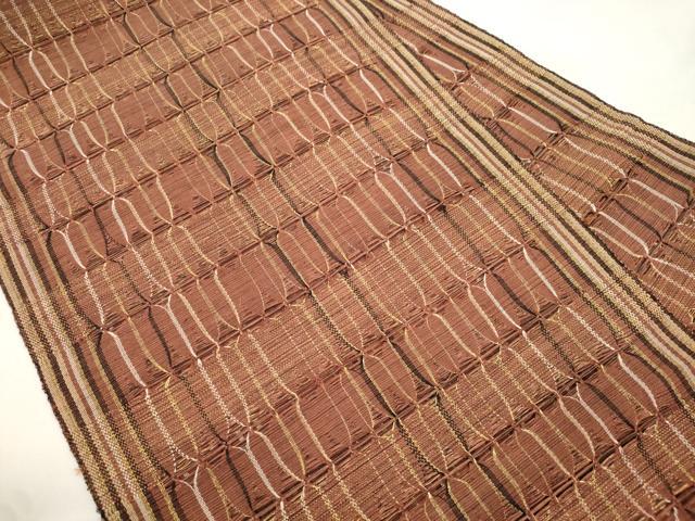 平和屋着物●八寸名古屋帯　文字織　幾何学文　正絹　逸品　CABM0527dy