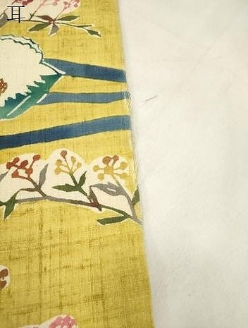 平和屋着物●九寸開き名古屋帯　紬地　型染め　草花文　正絹　逸品　CABM0529dy