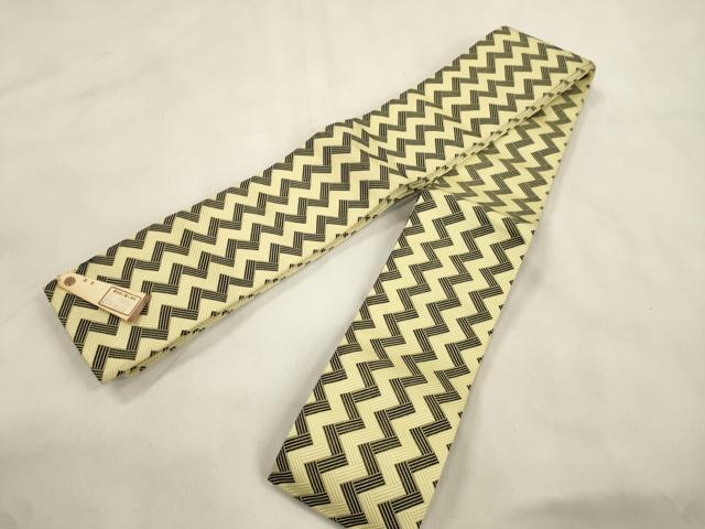 平和屋着物●男性　本場筑前博多織　角帯　幾何学文　三越扱い　正絹　逸品　CABM0532dy