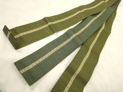 平和屋着物●男性　本場筑前博多織　角帯　幾何学文　正絹　逸品　未使用　CABM0534dy