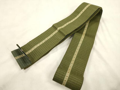 平和屋着物●男性　本場筑前博多織　角帯　幾何学文　正絹　逸品　未使用　CABM0534dy