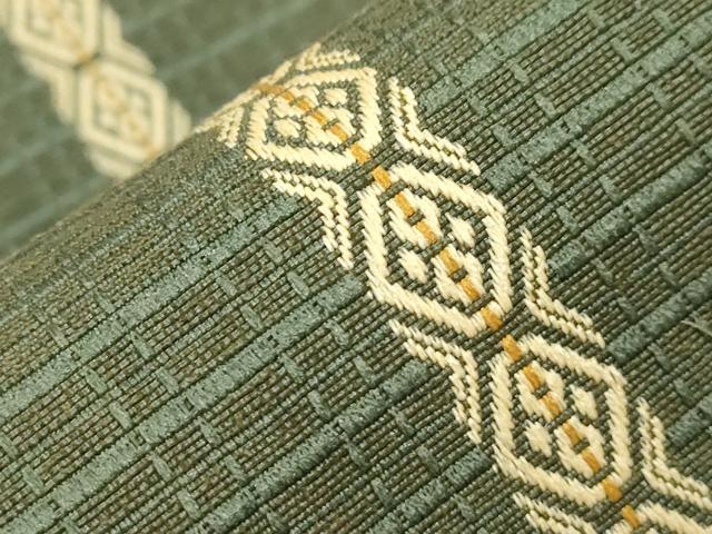 平和屋着物●男性　本場筑前博多織　角帯　幾何学文　正絹　逸品　未使用　CABM0534dy