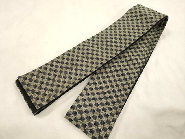 平和屋着物●男性　両面　角帯　市松文様　CABM0537dy