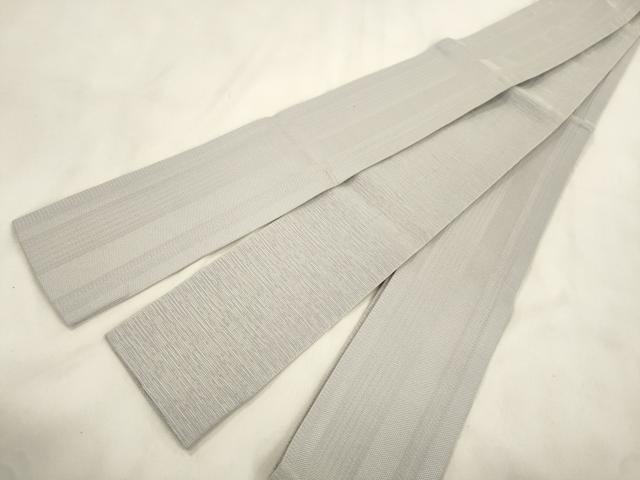 平和屋着物●男性　角帯　間道　白鼠色　荒川謹製　正絹　逸品　CABM0543dy