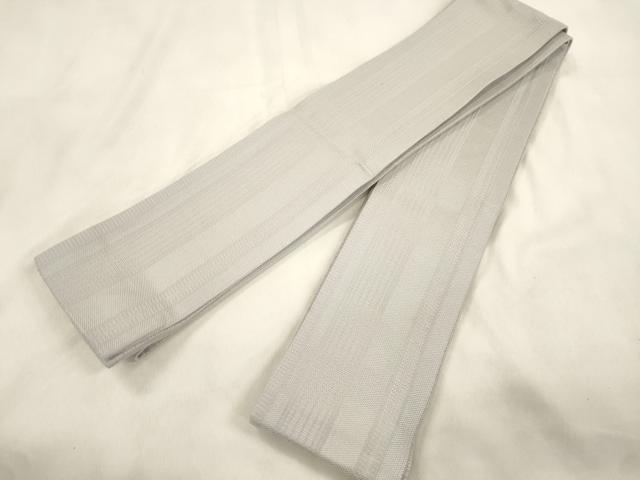 平和屋着物●男性　角帯　間道　白鼠色　荒川謹製　正絹　逸品　CABM0543dy
