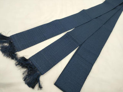 平和屋着物●男性　本場筑前博多織　角帯　濃紺地　正絹　逸品　CABM0548dy