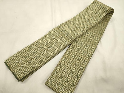 平和屋着物●男性　本場筑前博多織　角帯　幾何学文　正絹　逸品　CABM0554dy