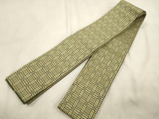 平和屋着物●男性　本場筑前博多織　角帯　幾何学文　正絹　逸品　CABM0554dy