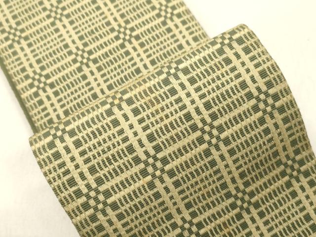 平和屋着物●男性　本場筑前博多織　角帯　幾何学文　正絹　逸品　CABM0554dy