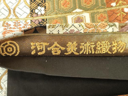 平和屋着物●西陣　河合美術織物謹製　六通柄袋帯　唐織　花蝶文　金銀糸　正絹　逸品　CABM0557dy