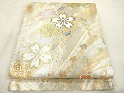 平和屋着物●両面　六通柄袋帯　舞花文　金銀糸　正絹　逸品　CABM0567dy