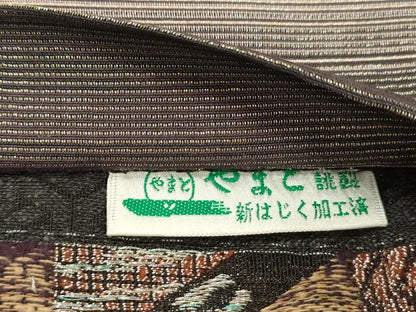 平和屋着物●両面　六通柄袋帯　ビロード　雪輪花文　跳兎　銀糸　やまと誂製　正絹　逸品　CABM0568dy