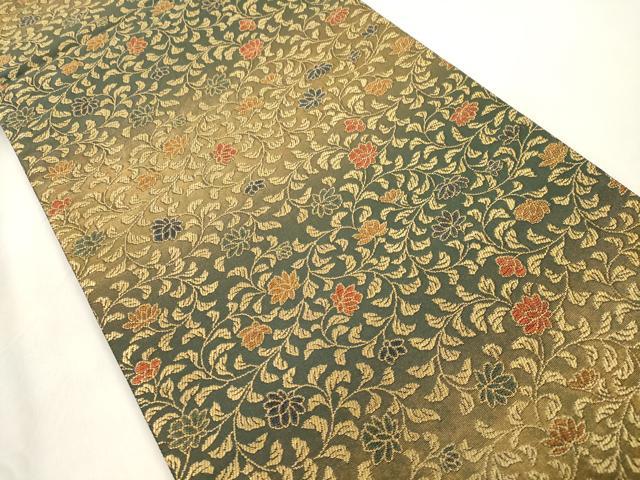 平和屋着物●紋屋井関　御寮織　両面　六通柄袋帯　草花文　金糸　正絹　逸品　CABM0571dy