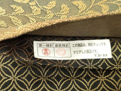 平和屋着物●紋屋井関　御寮織　両面　六通柄袋帯　草花文　金糸　正絹　逸品　CABM0571dy