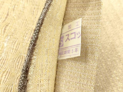 平和屋着物●全通柄袋帯　櫛織　幾何学文　銀糸　正絹　逸品　CABM0583dy