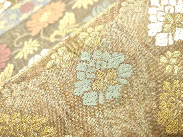 平和屋着物▽六通柄袋帯　スリーシーズン　春夏秋　唐織　名物裂　金糸　正絹　逸品　CABM0585dy