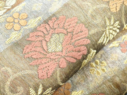 平和屋着物▽六通柄袋帯　スリーシーズン　春夏秋　唐織　名物裂　金糸　正絹　逸品　CABM0585dy