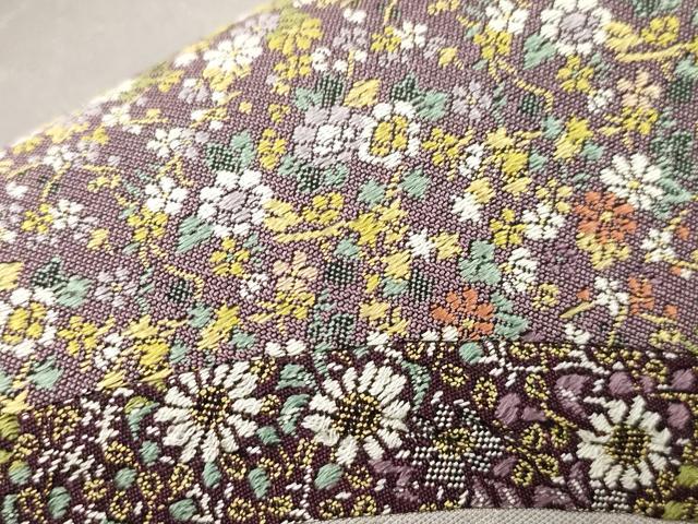 平和屋着物●太鼓柄袋帯　切嵌花鳥文　銀通し地　正絹　逸品　CABM0592dy