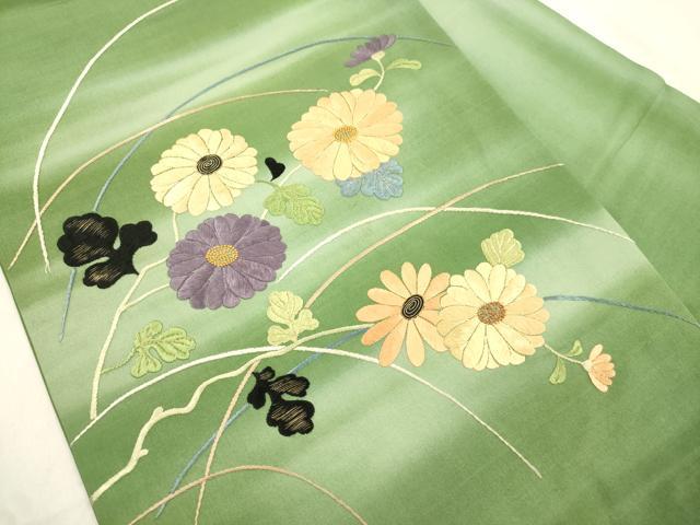 平和屋着物●中国三大刺繍　相良刺繍　総刺繍　アンティーク　大正ロマン　九寸名古屋帯　草花文　金糸　正絹　逸品　CABM0599dy
