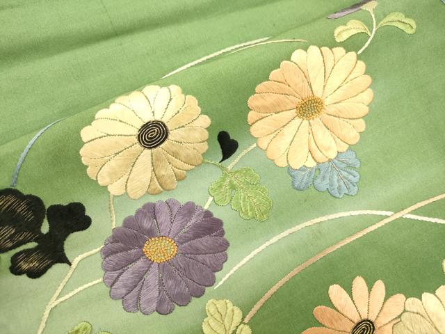 平和屋着物●中国三大刺繍　相良刺繍　総刺繍　アンティーク　大正ロマン　九寸名古屋帯　草花文　金糸　正絹　逸品　CABM0599dy