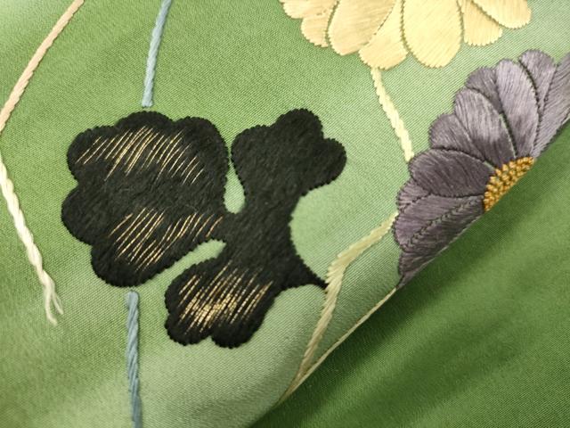 平和屋着物●中国三大刺繍　相良刺繍　総刺繍　アンティーク　大正ロマン　九寸名古屋帯　草花文　金糸　正絹　逸品　CABM0599dy