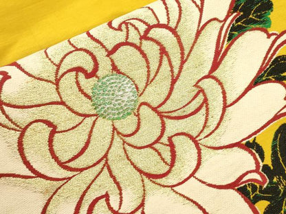 平和屋着物●アンティーク　大正ロマン　九寸名古屋仕立て　草花文　金糸　正絹　逸品　CABM0601dy