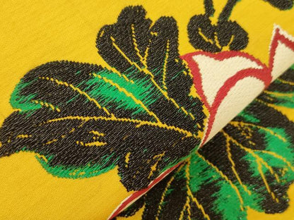 平和屋着物●アンティーク　大正ロマン　九寸名古屋仕立て　草花文　金糸　正絹　逸品　CABM0601dy