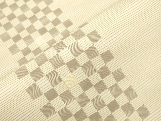 平和屋着物●八寸名古屋帯　Hide Corection　梭々波織　格子柄　金糸　正絹　逸品　CABM0607dy