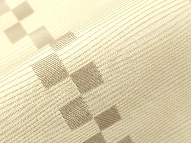 平和屋着物●八寸名古屋帯　Hide Corection　梭々波織　格子柄　金糸　正絹　逸品　CABM0607dy