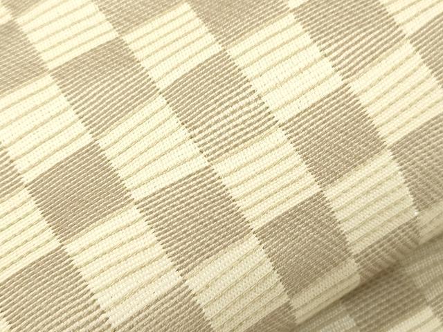 平和屋着物●八寸名古屋帯　Hide Corection　梭々波織　格子柄　金糸　正絹　逸品　CABM0607dy