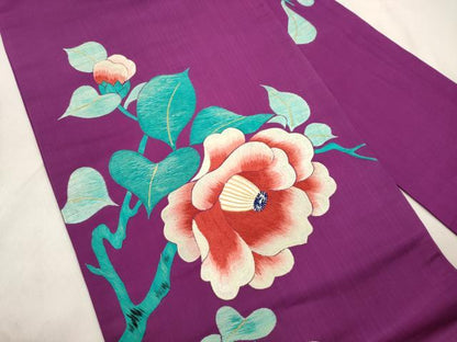 平和屋着物●アンティーク　大正ロマン　九寸名古屋帯　刺繍　草花文　金糸　正絹　逸品　CABM0609dy