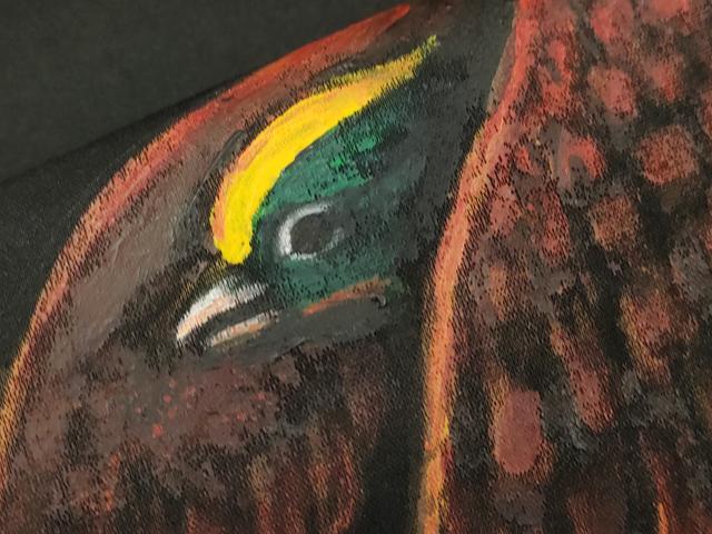 平和屋着物●アンティーク　大正ロマン　九寸名古屋帯　作家物　手描き　飛鳥文　黒地　正絹　逸品　CABM0612dy