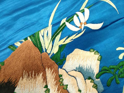 平和屋着物●アンティーク　大正ロマン　九寸名古屋帯　草花文　金糸　正絹　逸品　CABM0615dy