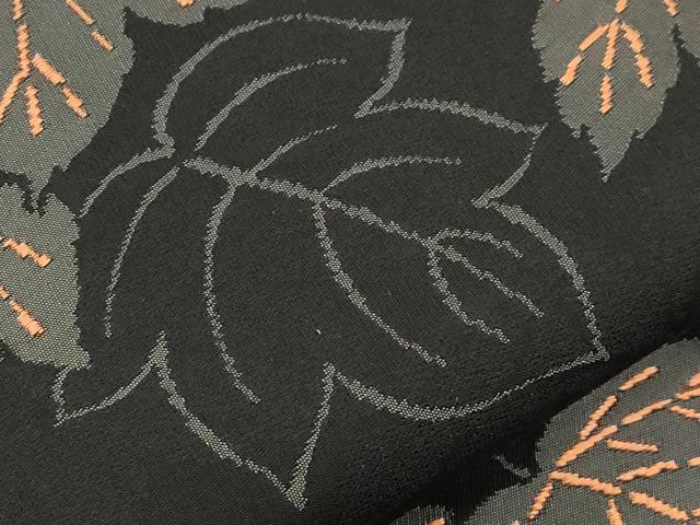平和屋着物●九寸名古屋帯　舞葉文　黒地　正絹　逸品　CABM0619dy