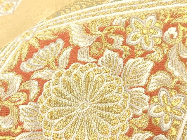 平和屋着物●西陣の名門　加納幸謹製　六通柄袋帯　菱草花文　金銀糸　正絹　逸品　CABM0624dy