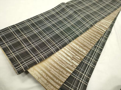 平和屋着物●両面　全通柄袋帯　色紙重ね文　金糸　正絹　逸品　未使用　CABM0628dy