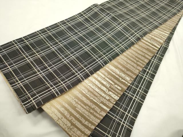 平和屋着物●両面　全通柄袋帯　色紙重ね文　金糸　正絹　逸品　未使用　CABM0628dy