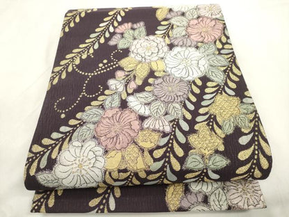 平和屋着物●六通柄袋帯　辻が花　金糸　正絹　逸品　CABM0645dy