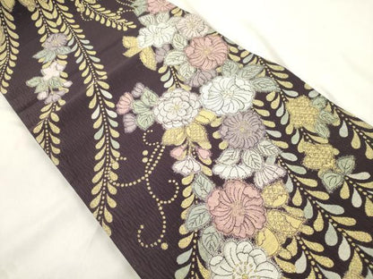 平和屋着物●六通柄袋帯　辻が花　金糸　正絹　逸品　CABM0645dy