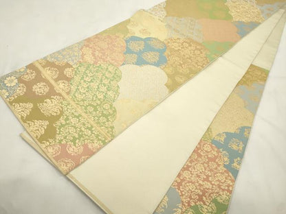 平和屋着物●西陣　川島織物　六通柄　本袋帯　動物更紗文　金糸　正絹　逸品　CABM0650dy
