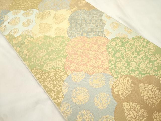 平和屋着物●西陣　川島織物　六通柄　本袋帯　動物更紗文　金糸　正絹　逸品　CABM0650dy