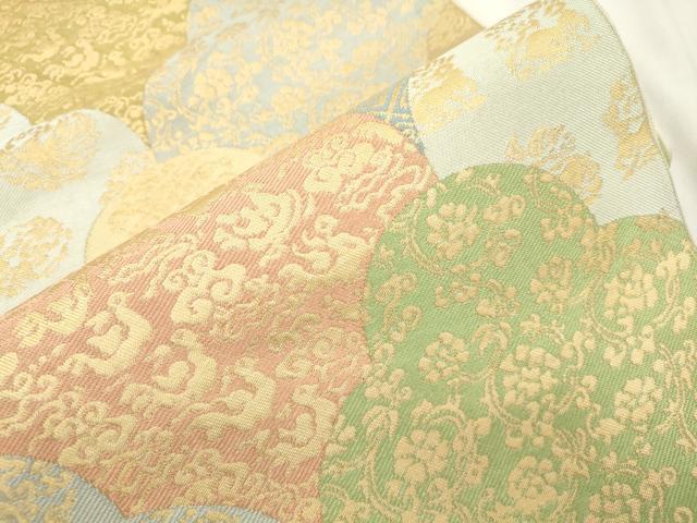 平和屋着物●西陣　川島織物　六通柄　本袋帯　動物更紗文　金糸　正絹　逸品　CABM0650dy