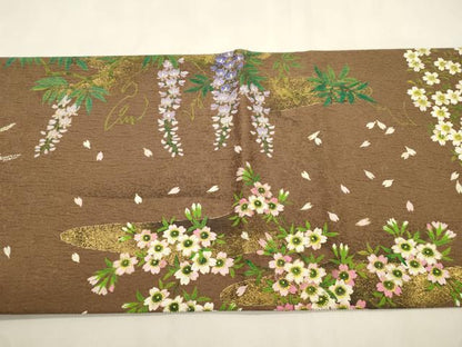 平和屋着物●全通柄袋帯　草花文　金通し地　正絹　逸品　CABM0652dy